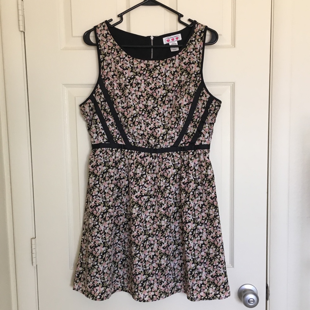 Floral Pink & Black Dress